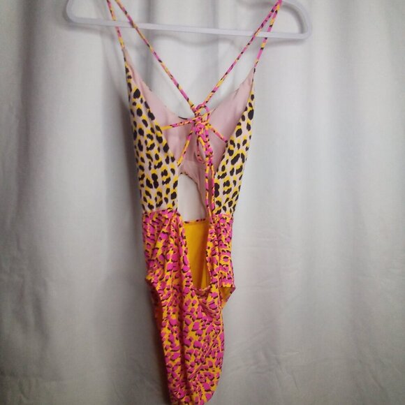 Arizona Jeans Co. Swimsuit L Women One Piece High Cut Animal Print Colorful - Picture 6 of 14